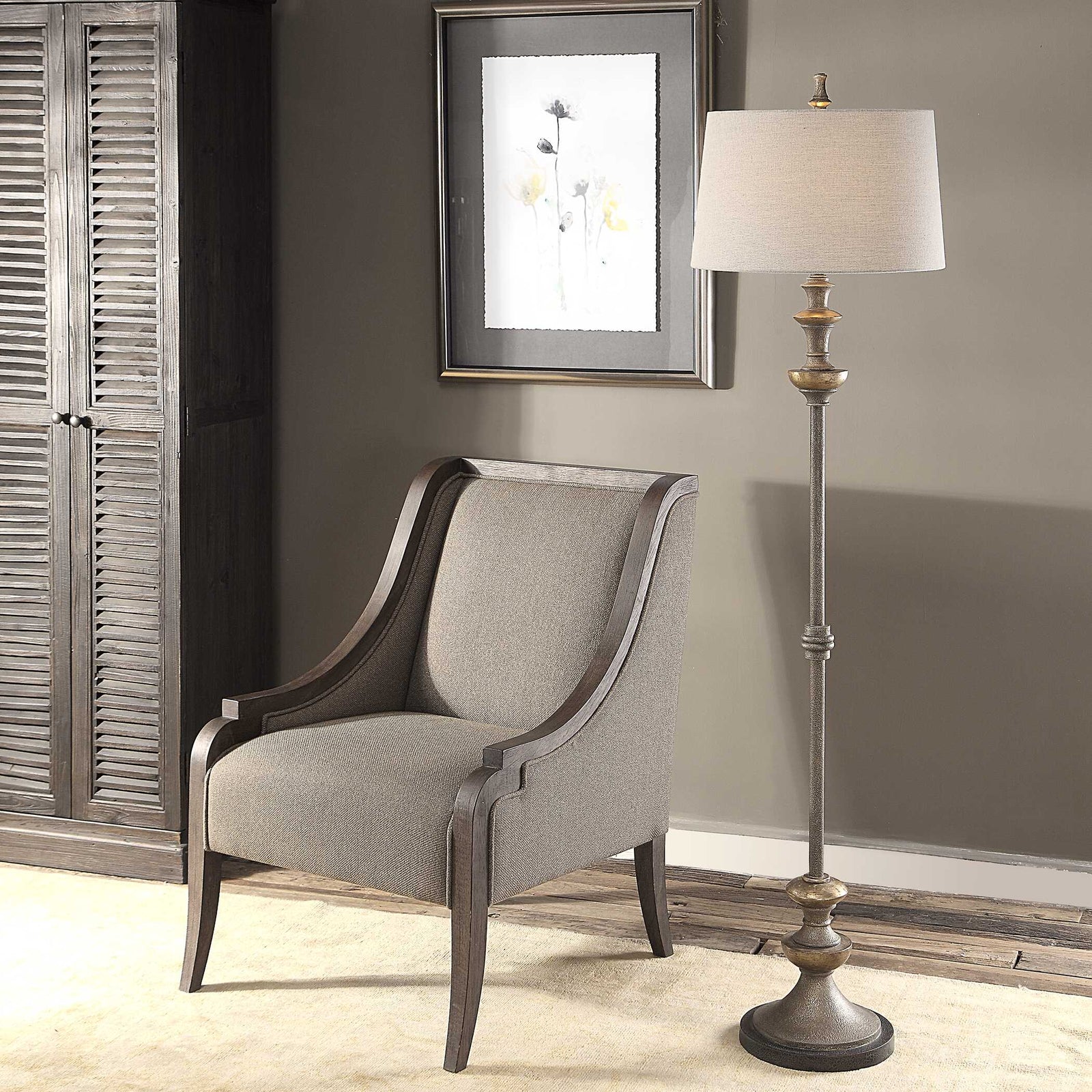 American Home Furniture Uttermost Vetralla Silver Bronze Floor Lamp