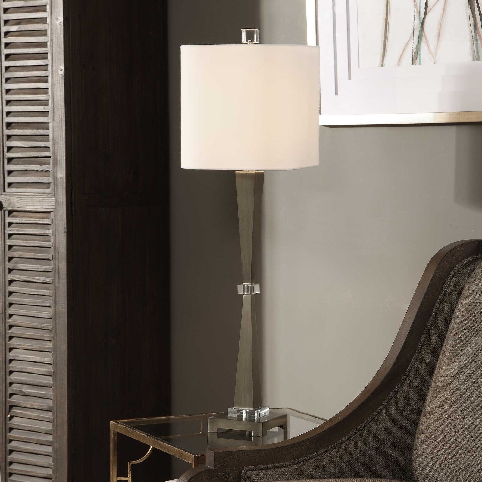 American Home Furniture Uttermost Niccolai Antiqued Nickel Lamp