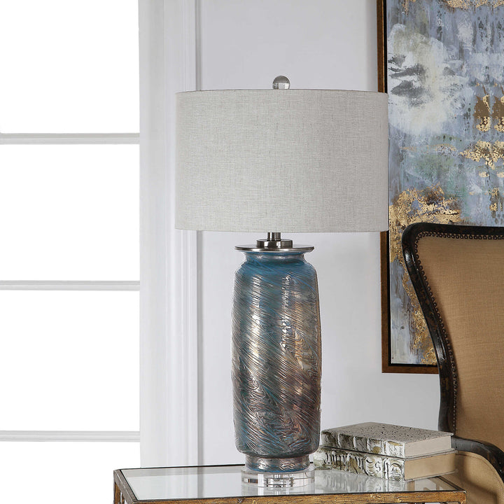 American Home Furniture Uttermost Olesya Swirl Glass Table Lamp