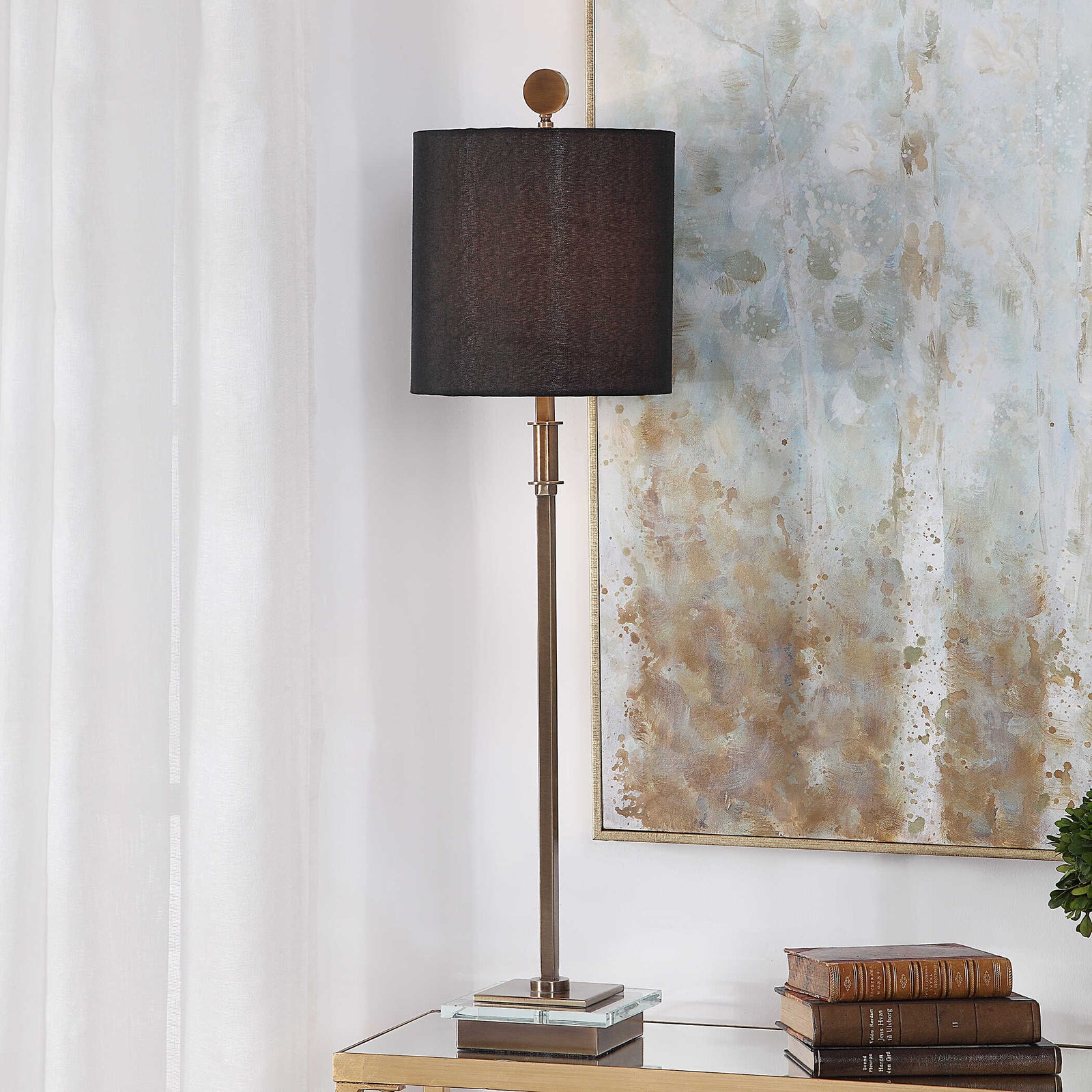 American Home Furniture Uttermost Volante Antique Brass Table Lamp