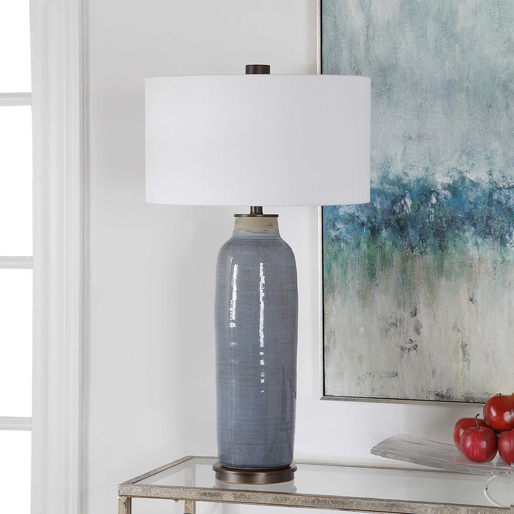 American Home Furniture Uttermost Vicente Slate Blue Table Lamp