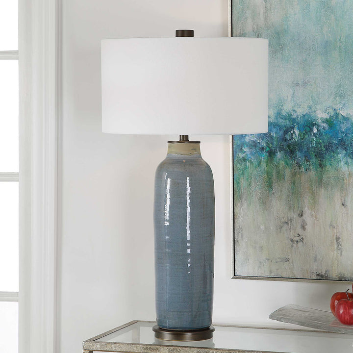 American Home Furniture Uttermost Vicente Slate Blue Table Lamp