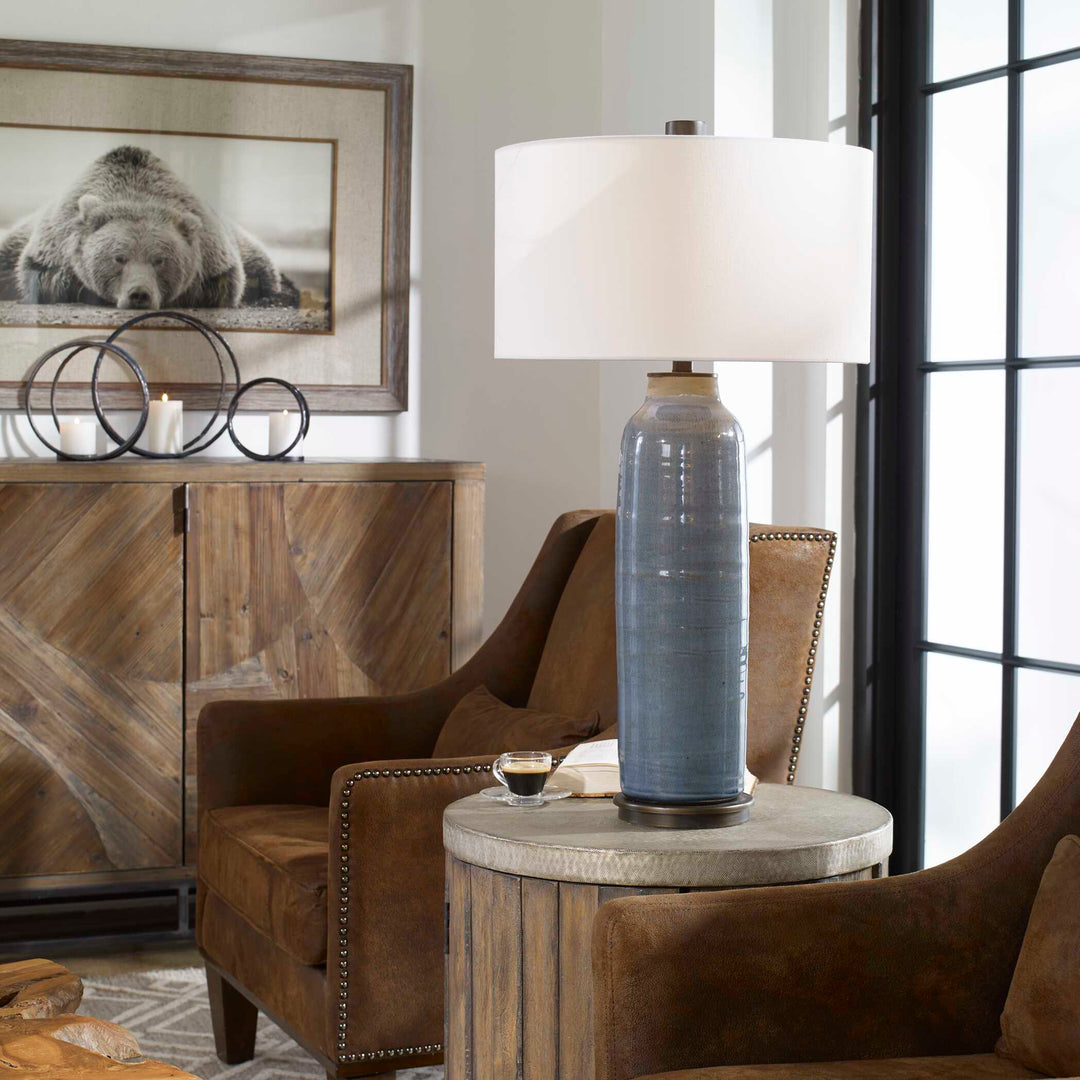 American Home Furniture Uttermost Vicente Slate Blue Table Lamp