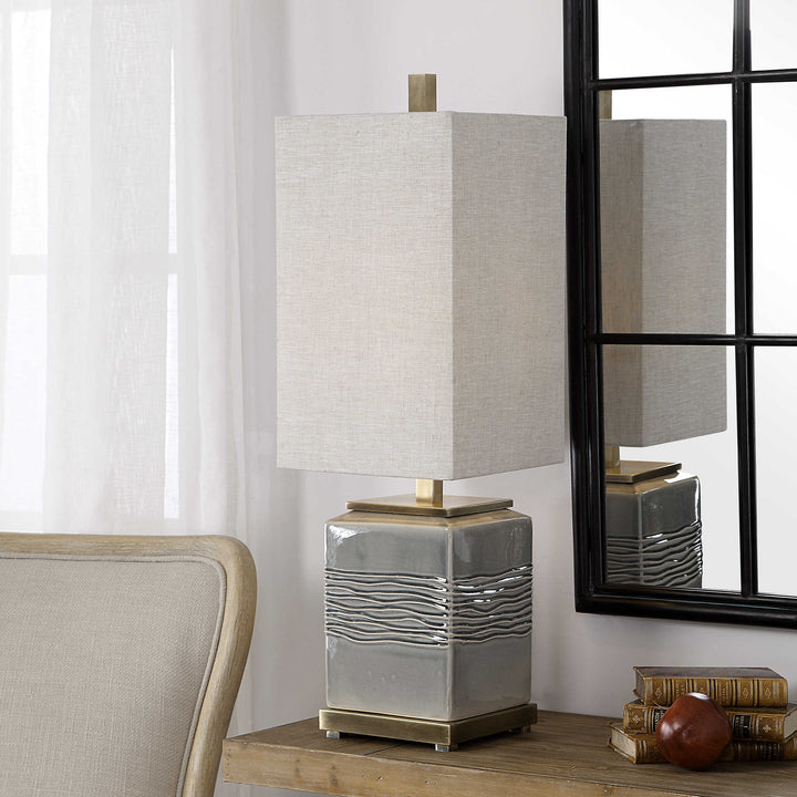 American Home Furniture Uttermost Covey Gray Glaze Buffet Lamp