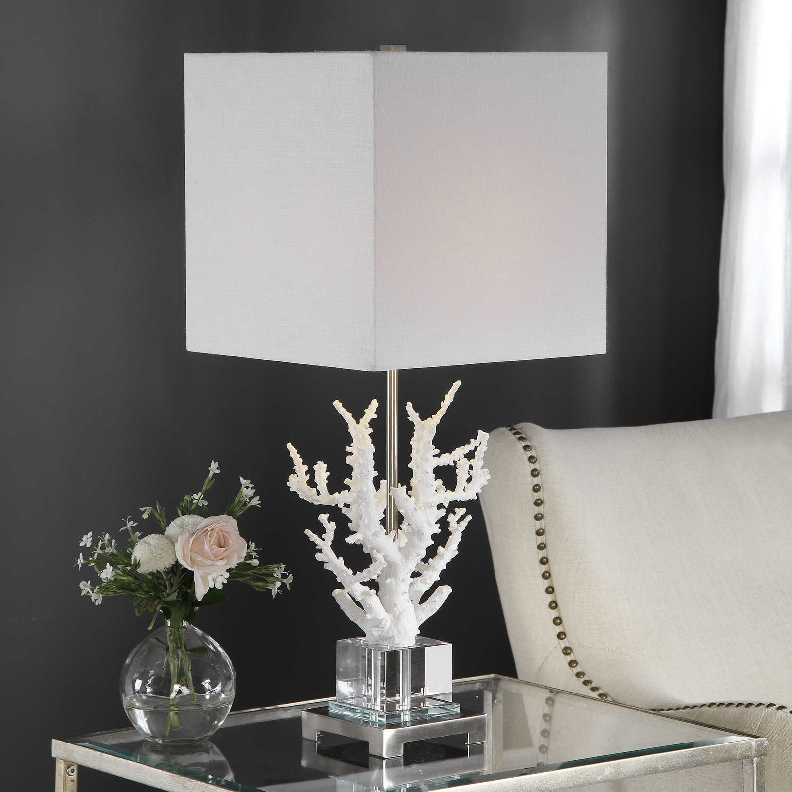American Home Furniture Uttermost Corallo White Coral Table Lamp