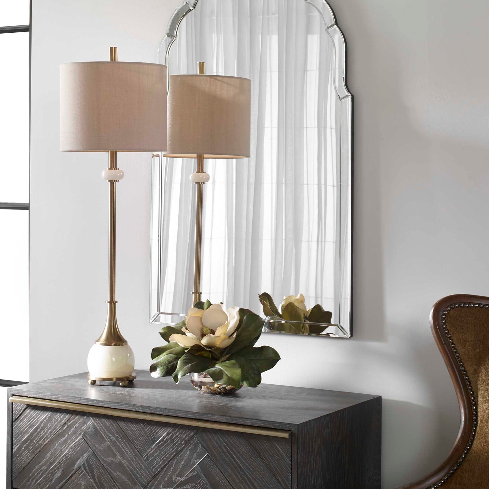 American Home Furniture Uttermost Natania Plated Brass Buffet Lamp