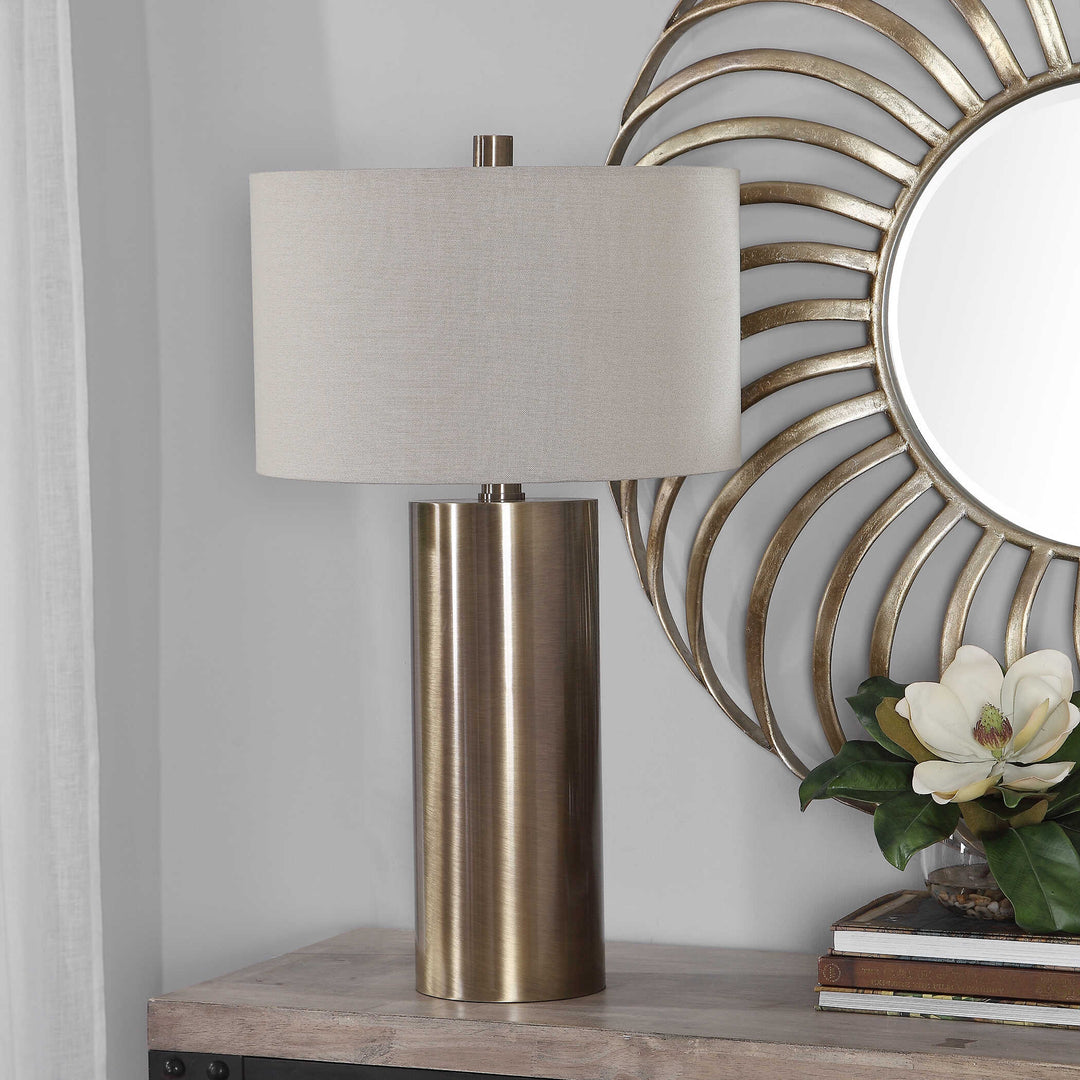 American Home Furniture Uttermost Taria Brushed Brass Table Lamp