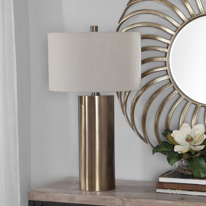American Home Furniture Uttermost Taria Brushed Brass Table Lamp