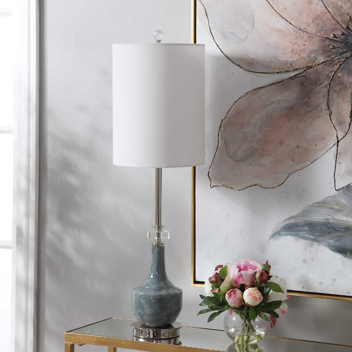 American Home Furniture Uttermost Piers Mottled Blue Buffet Lamp