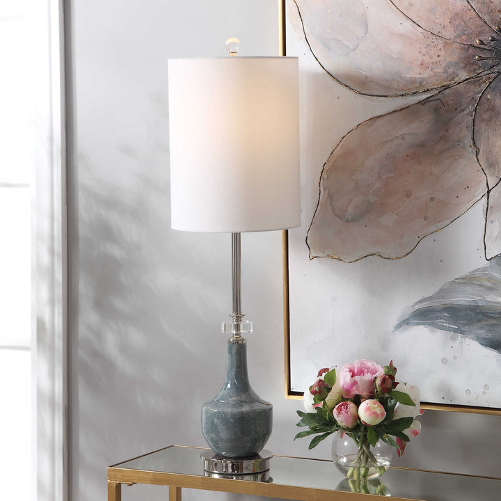 American Home Furniture Uttermost Piers Mottled Blue Buffet Lamp