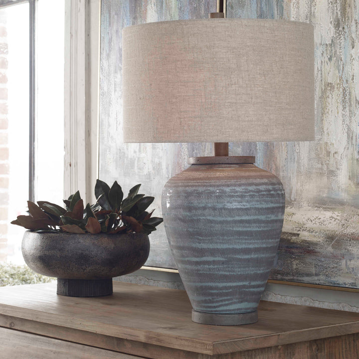 American Home Furniture Uttermost Pelia Light Aqua Table Lamp
