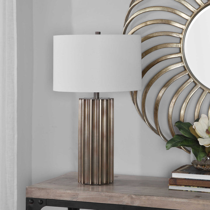 American Home Furniture Uttermost Khalio Gun Metal Table Lamp