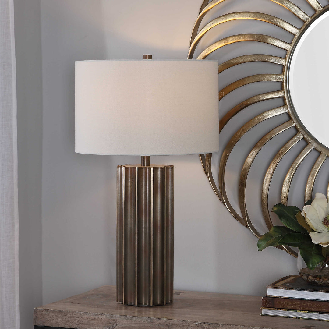 American Home Furniture Uttermost Khalio Gun Metal Table Lamp