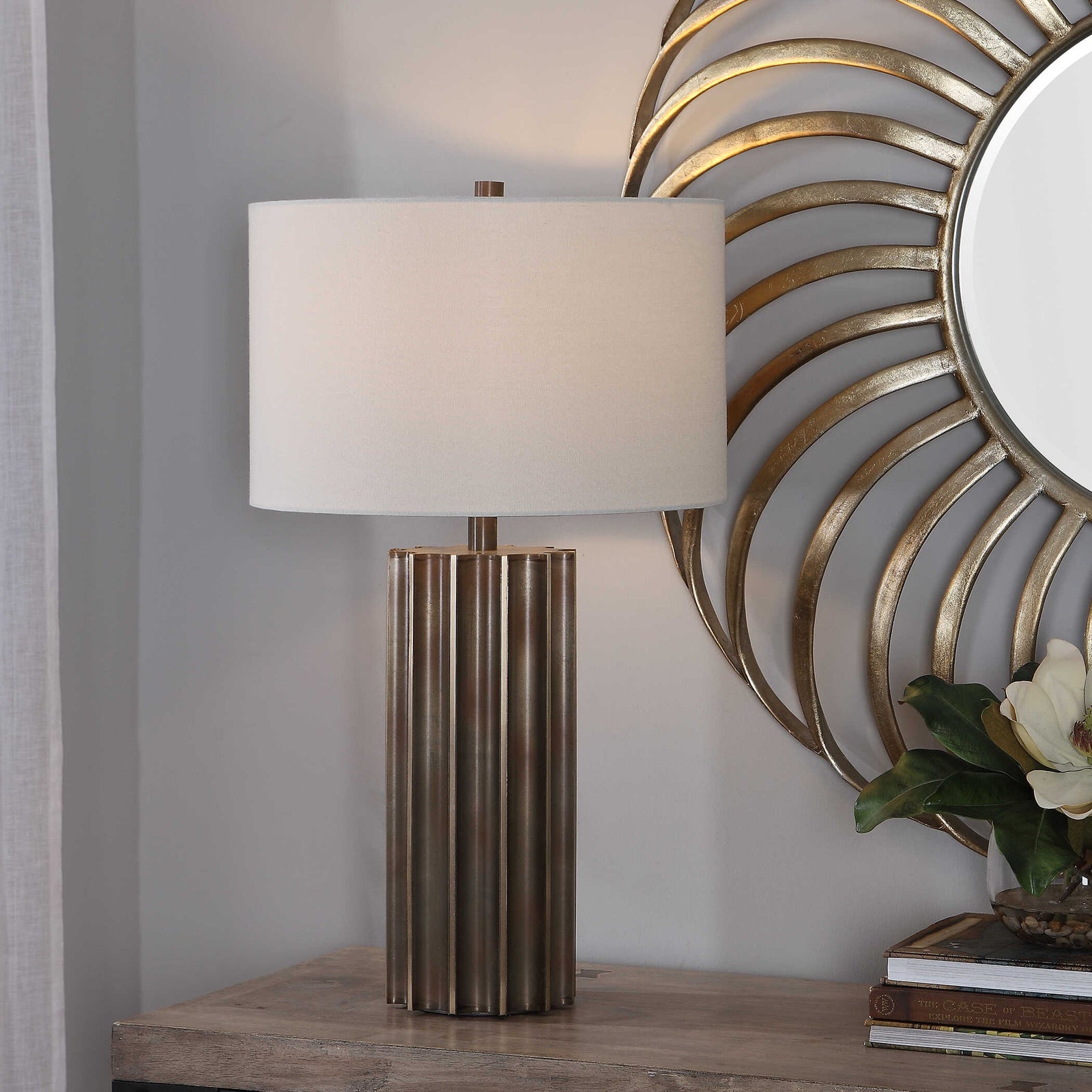 American Home Furniture Uttermost Khalio Gun Metal Table Lamp
