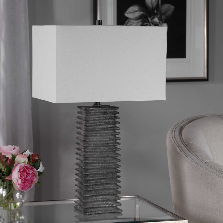 American Home Furniture Uttermost Sanderson Metallic Charcoal Table Lamp