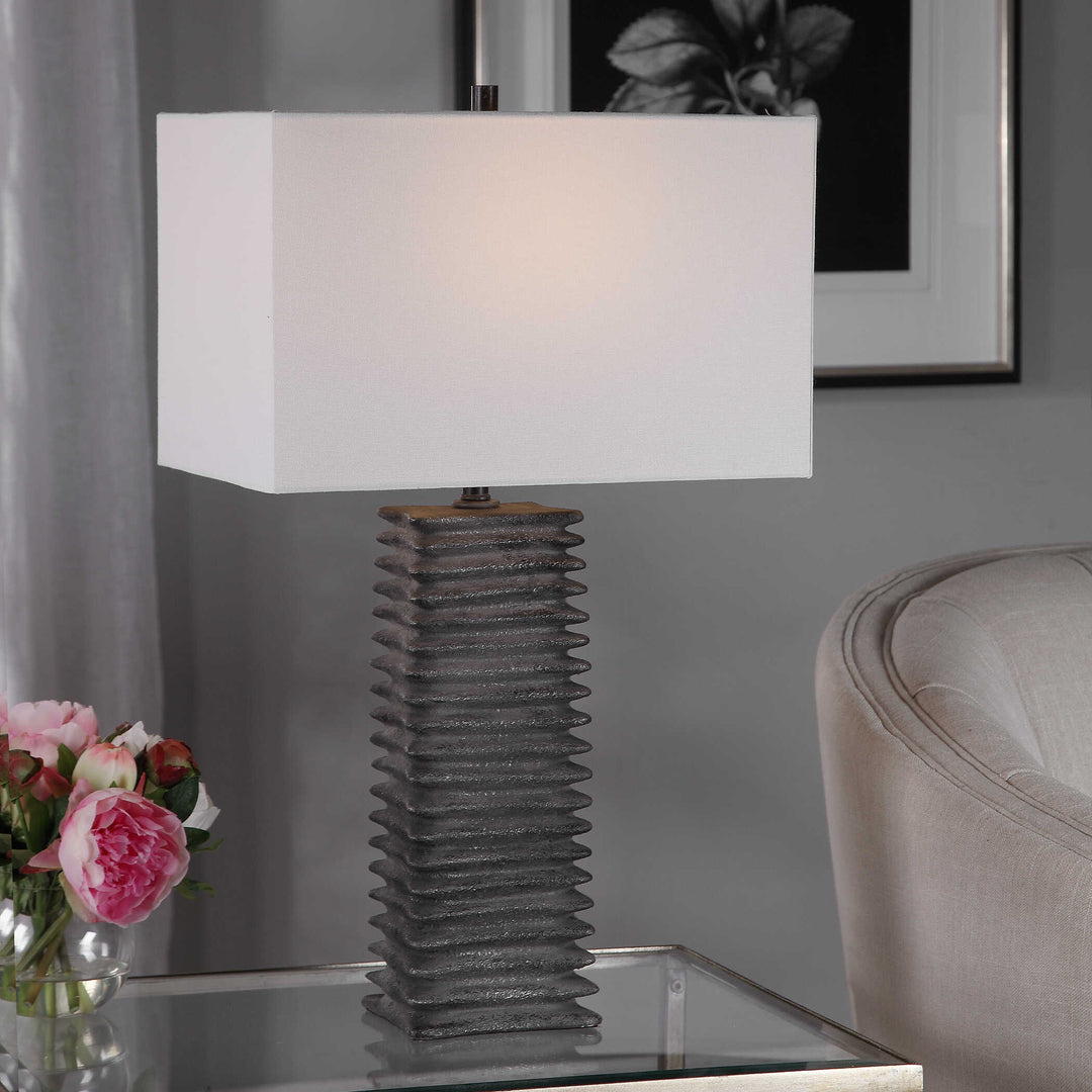 American Home Furniture Uttermost Sanderson Metallic Charcoal Table Lamp