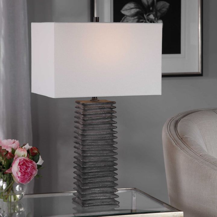 American Home Furniture Uttermost Sanderson Metallic Charcoal Table Lamp