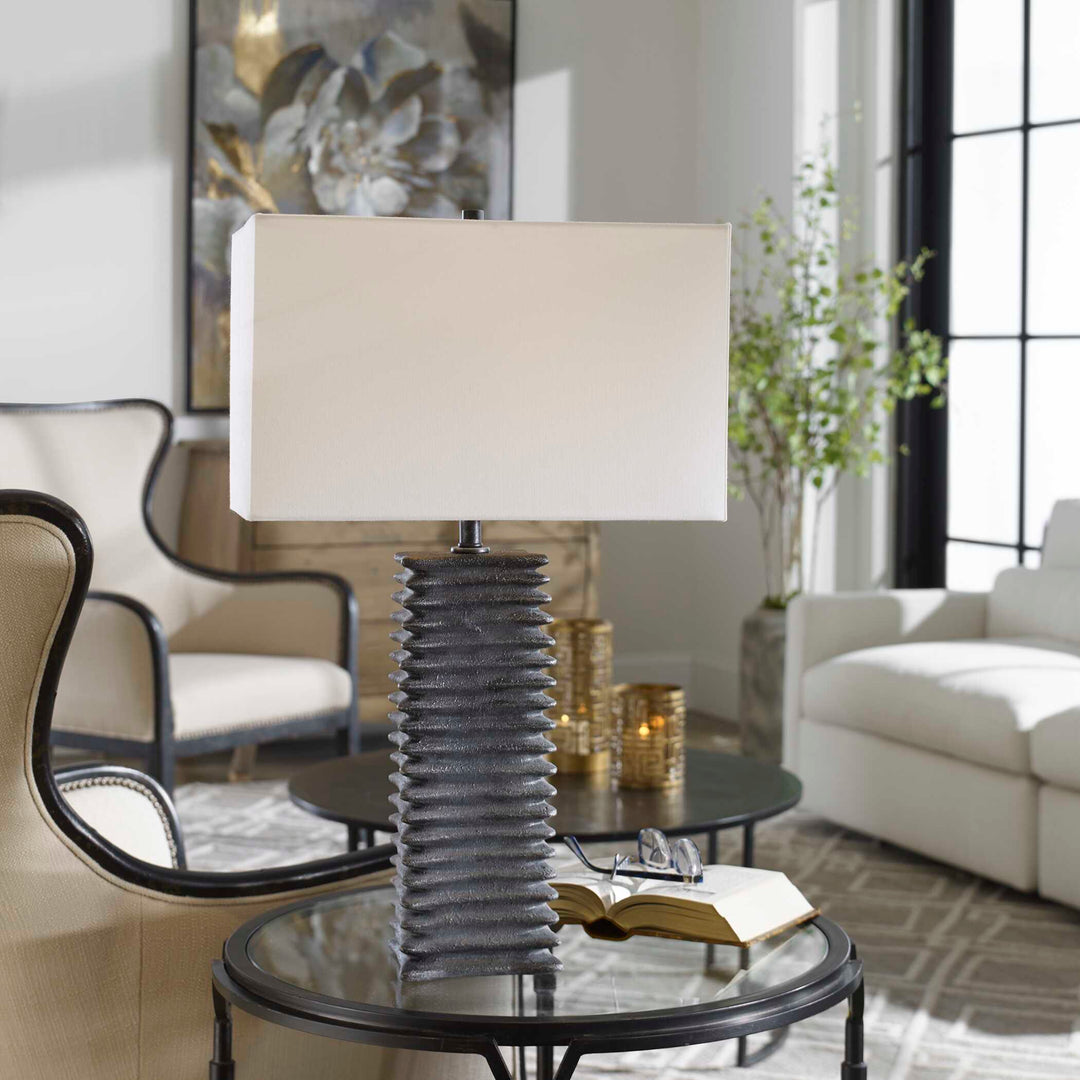 American Home Furniture Uttermost Sanderson Metallic Charcoal Table Lamp
