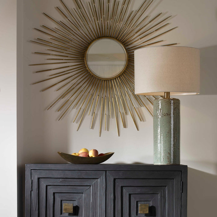 American Home Furniture Uttermost Callais Crackled Aqua Table Lamp