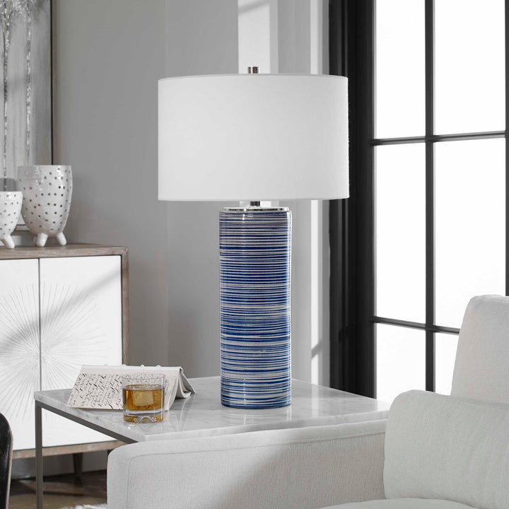 American Home Furniture Uttermost Montauk Striped Table Lamp