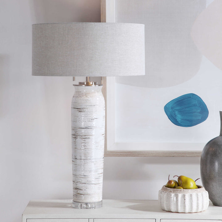 American Home Furniture Uttermost Lenta White Table Lamp