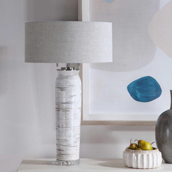 American Home Furniture Uttermost Lenta White Table Lamp