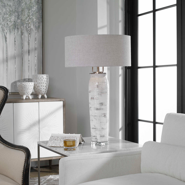 American Home Furniture Uttermost Lenta White Table Lamp