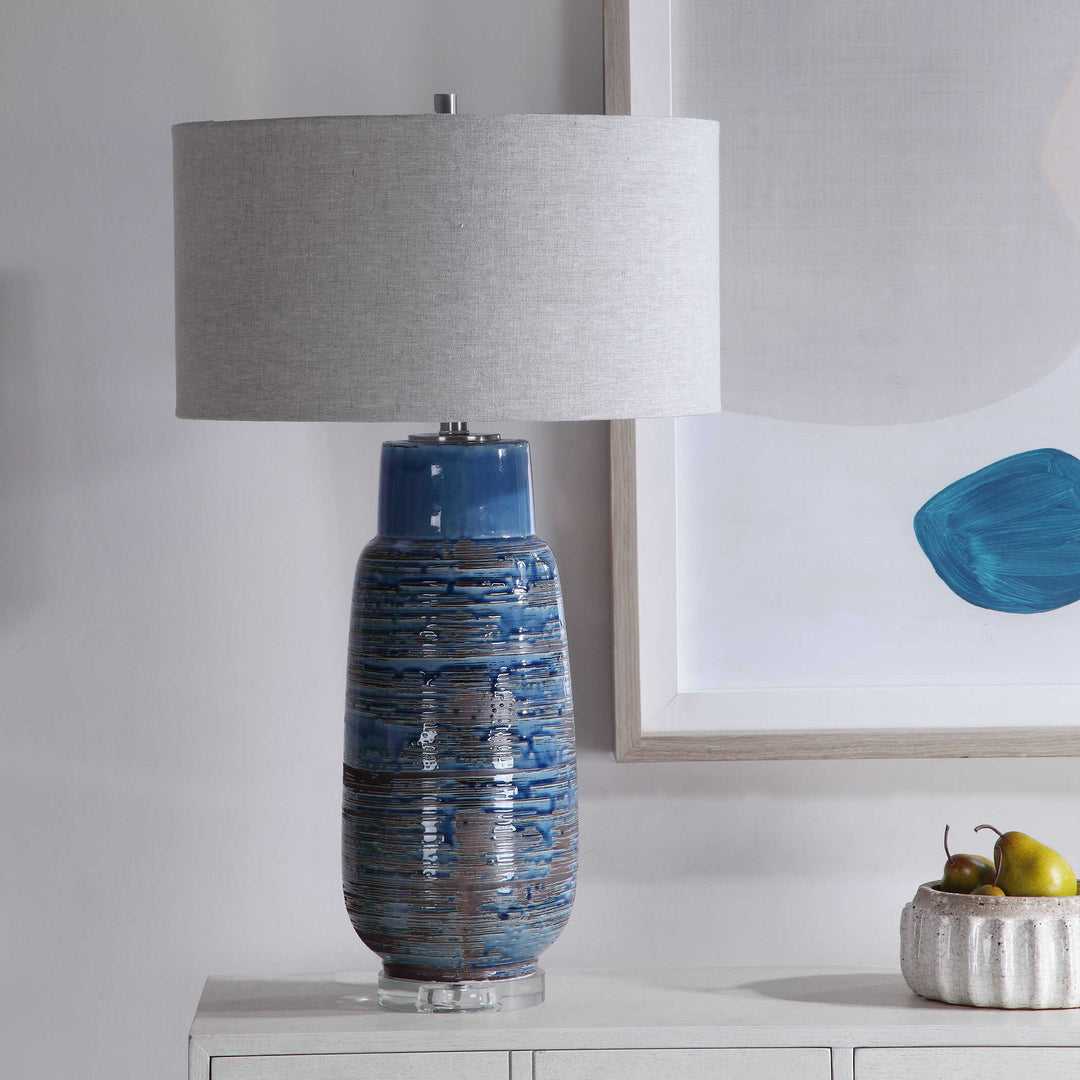 American Home Furniture Uttermost Magellan Blue Table Lamp