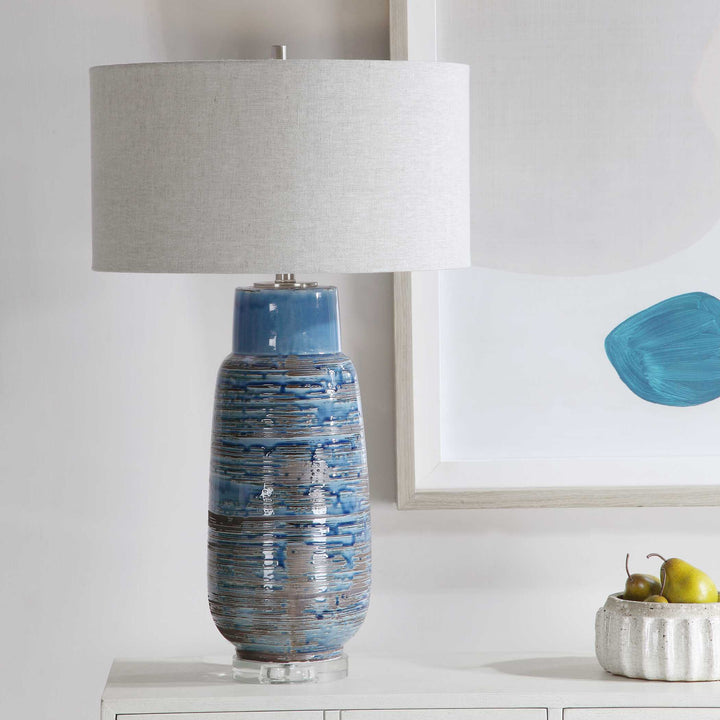 American Home Furniture Uttermost Magellan Blue Table Lamp