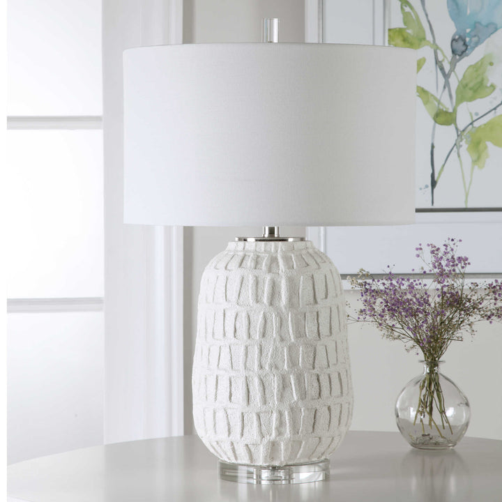 American Home Furniture Uttermost Caelina Textured White Table Lamp