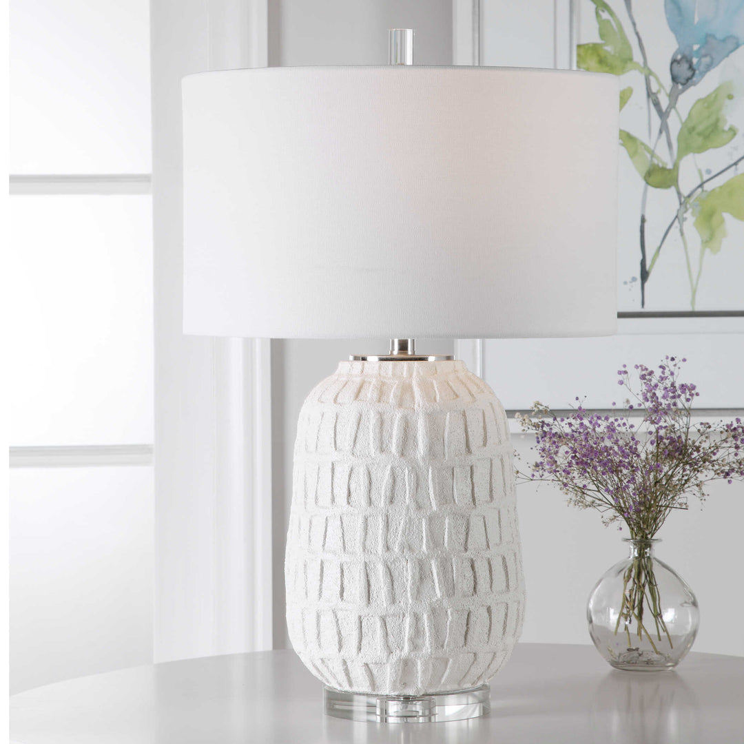 American Home Furniture Uttermost Caelina Textured White Table Lamp