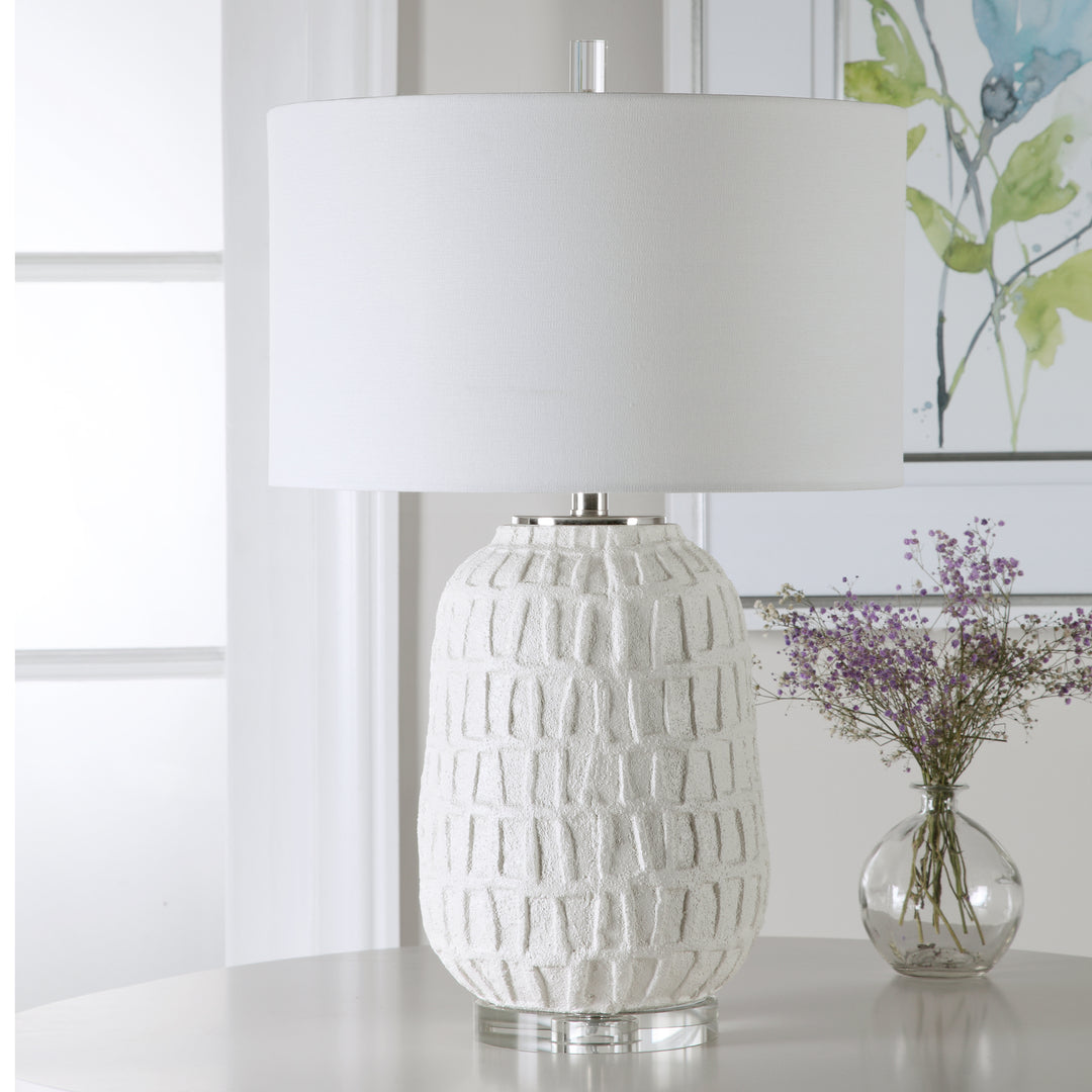 American Home Furniture Uttermost Caelina Textured White Table Lamp