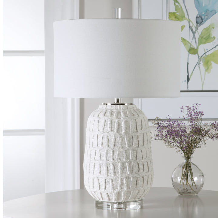 American Home Furniture Uttermost Caelina Textured White Table Lamp
