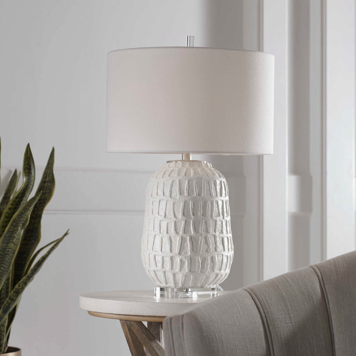 American Home Furniture Uttermost Caelina Textured White Table Lamp