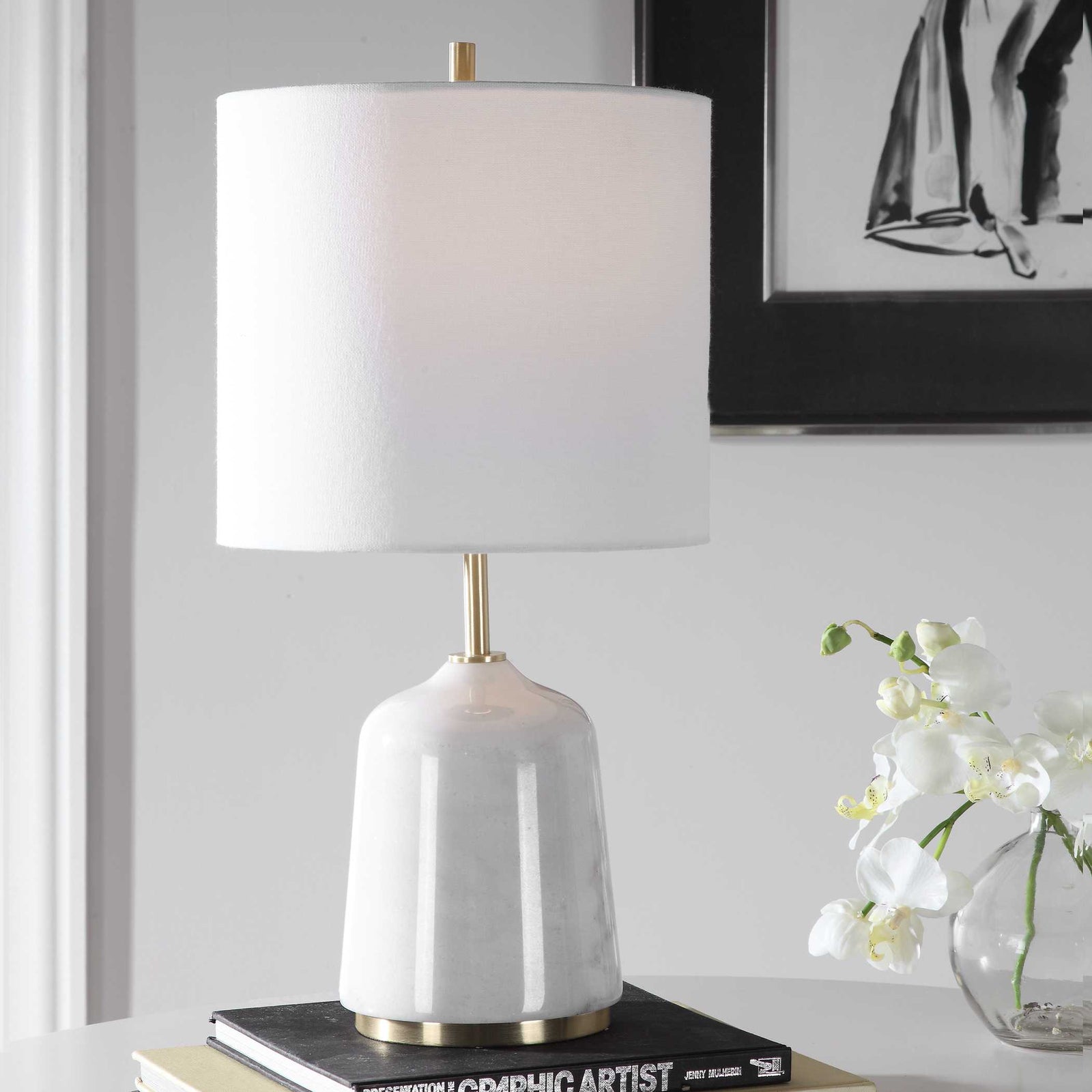 American Home Furniture Uttermost Eloise White Marble Table Lamp