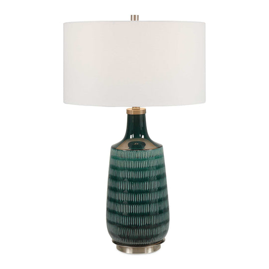 American Home Furniture Uttermost Scouts Deep Green Table Lamp