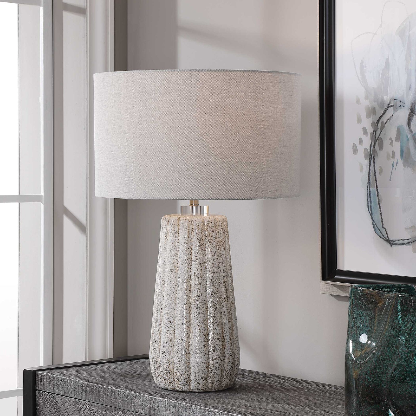 American Home Furniture Uttermost Pikes Stone-ivory Table Lamp