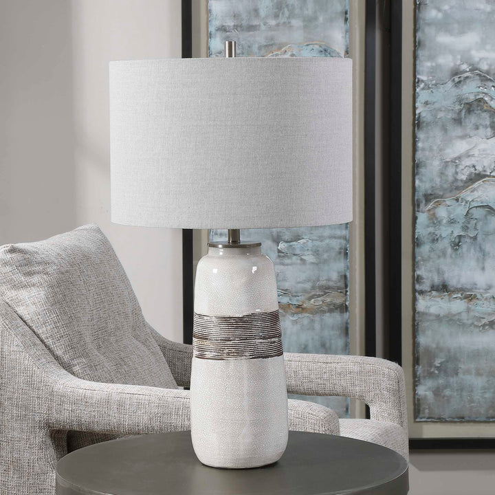 American Home Furniture Uttermost Comanche White Crackle Table Lamp