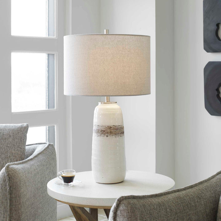 American Home Furniture Uttermost Comanche White Crackle Table Lamp