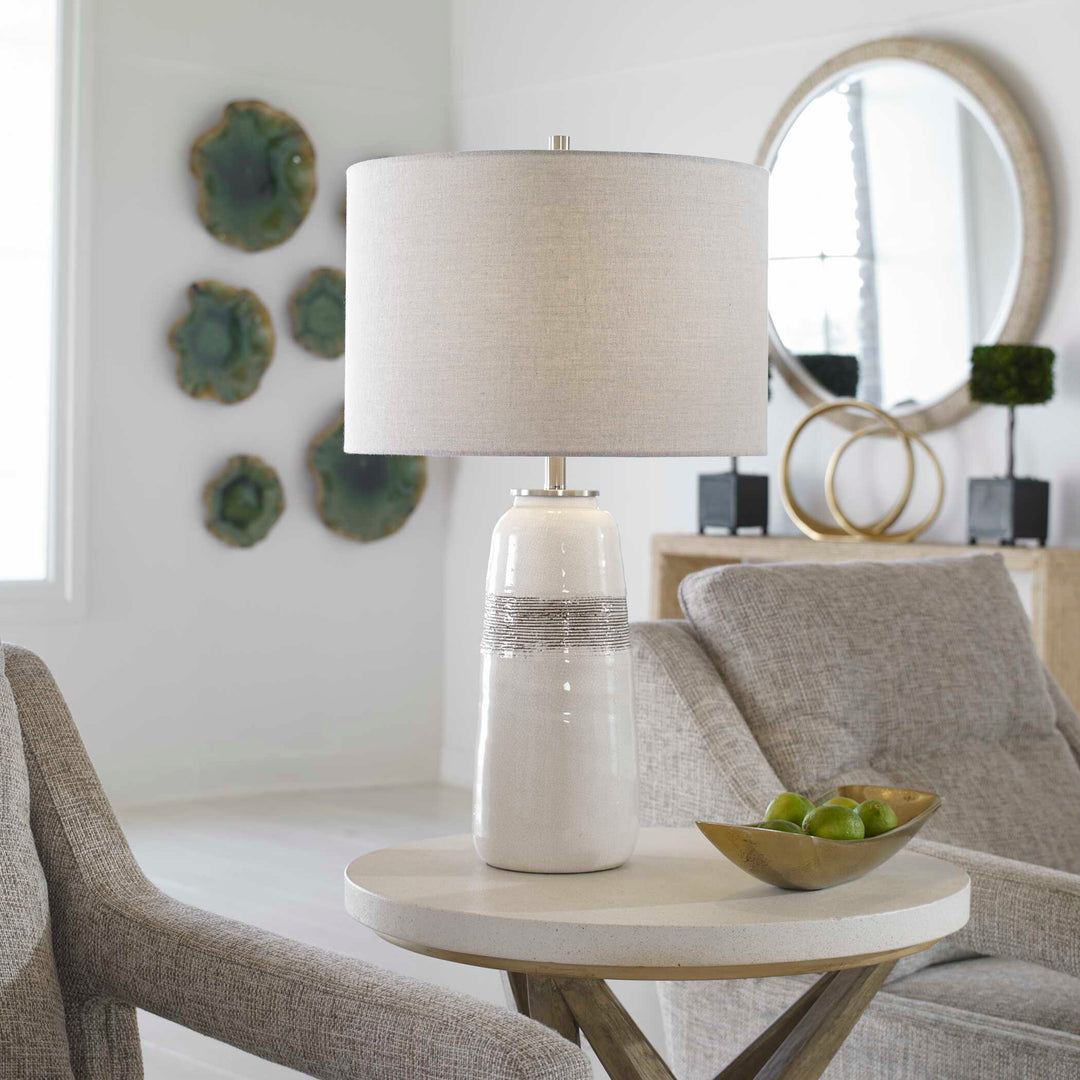 American Home Furniture Uttermost Comanche White Crackle Table Lamp