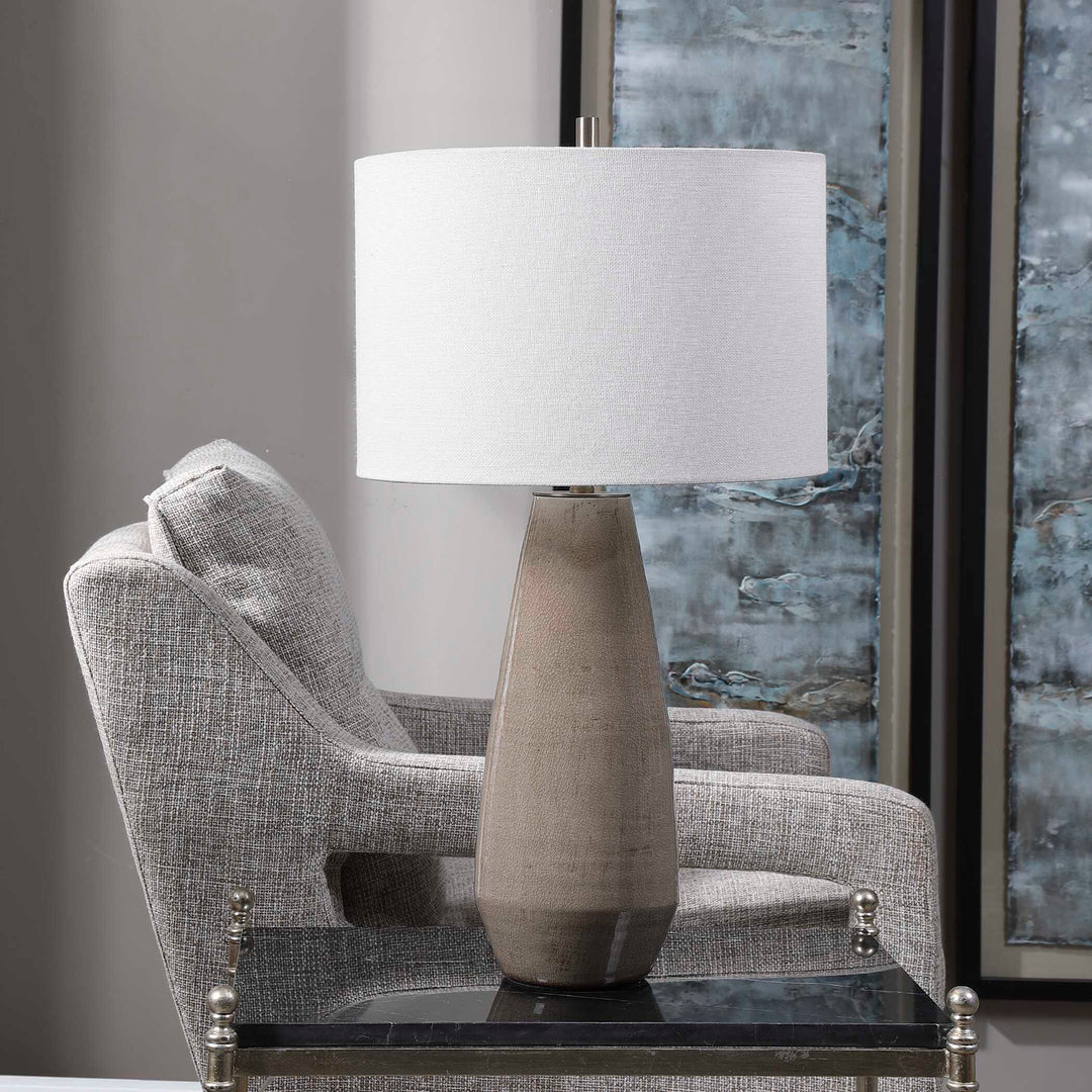 American Home Furniture Uttermost Volterra Taupe-gray Table Lamp