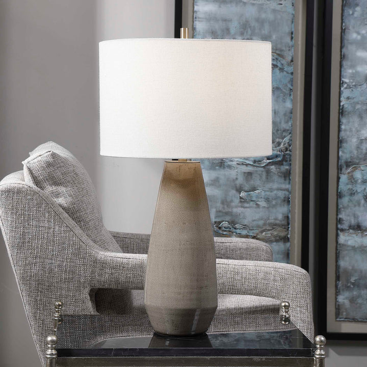 American Home Furniture Uttermost Volterra Taupe-gray Table Lamp