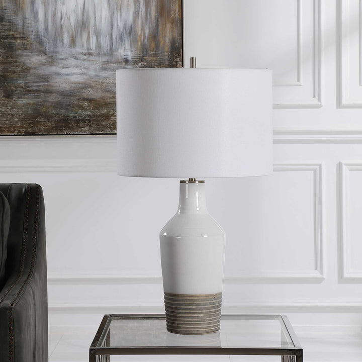 American Home Furniture Uttermost Dakota White Crackle Table Lamp
