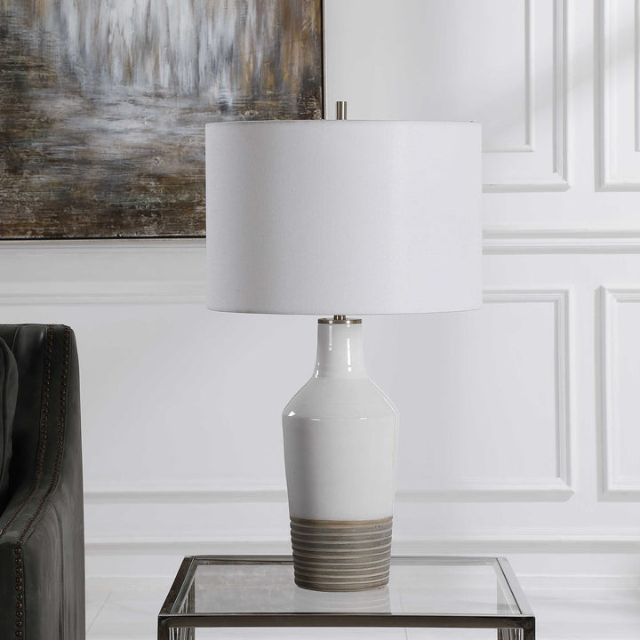 American Home Furniture Uttermost Dakota White Crackle Table Lamp