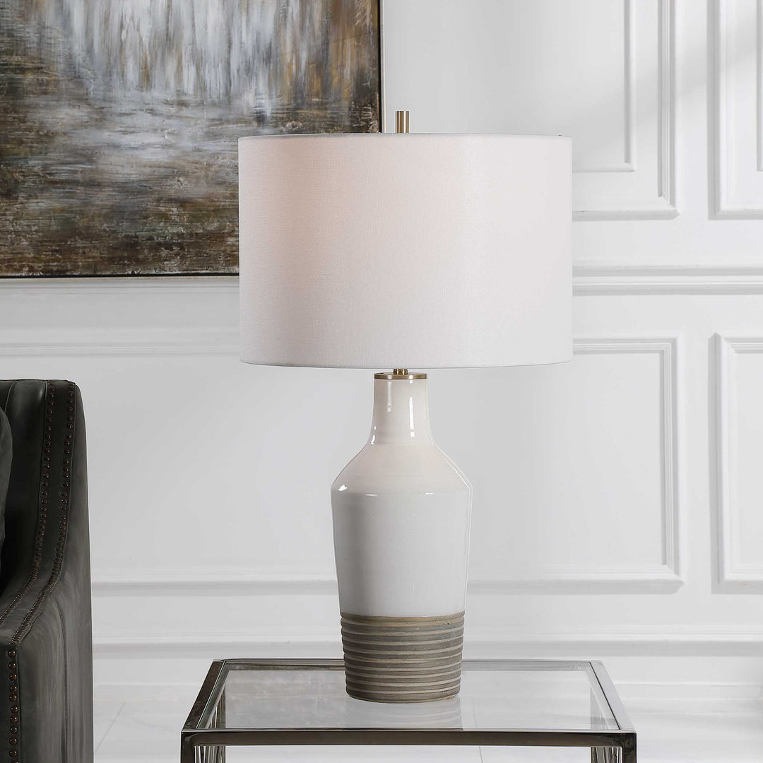 American Home Furniture Uttermost Dakota White Crackle Table Lamp