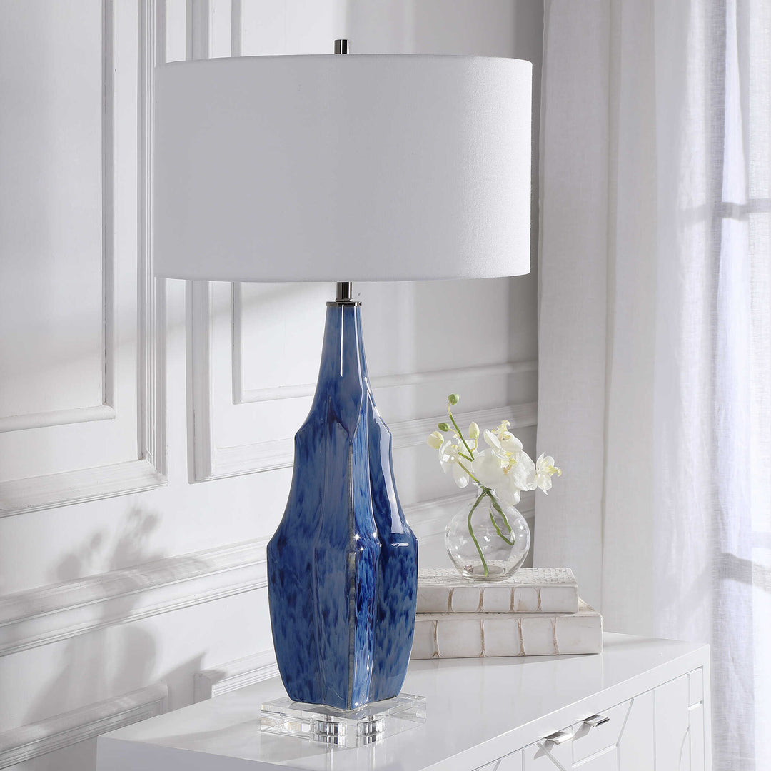 American Home Furniture Uttermost Everard Blue Table Lamp
