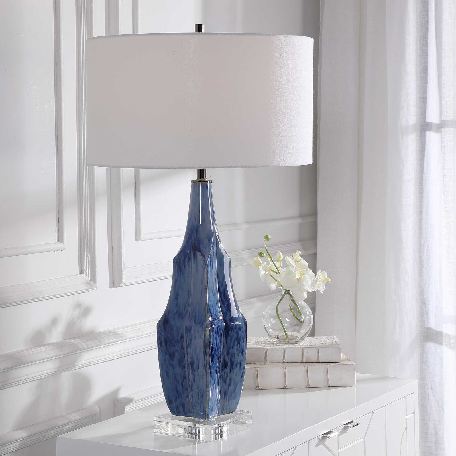 American Home Furniture Uttermost Everard Blue Table Lamp