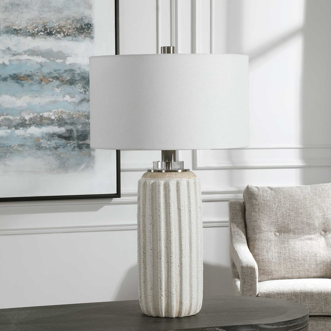 American Home Furniture Uttermost Azariah White Crackle Table Lamp