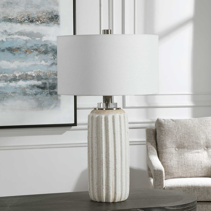 American Home Furniture Uttermost Azariah White Crackle Table Lamp