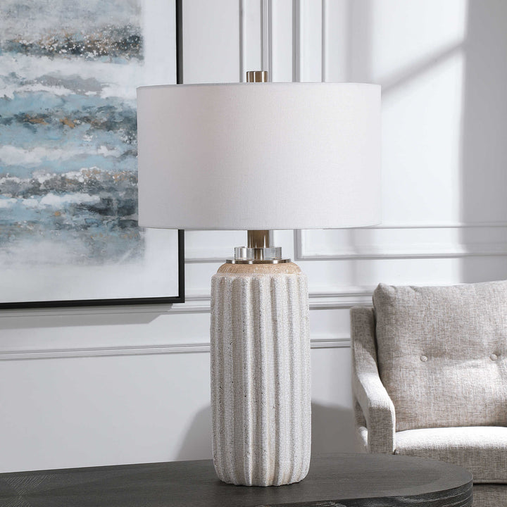 American Home Furniture Uttermost Azariah White Crackle Table Lamp